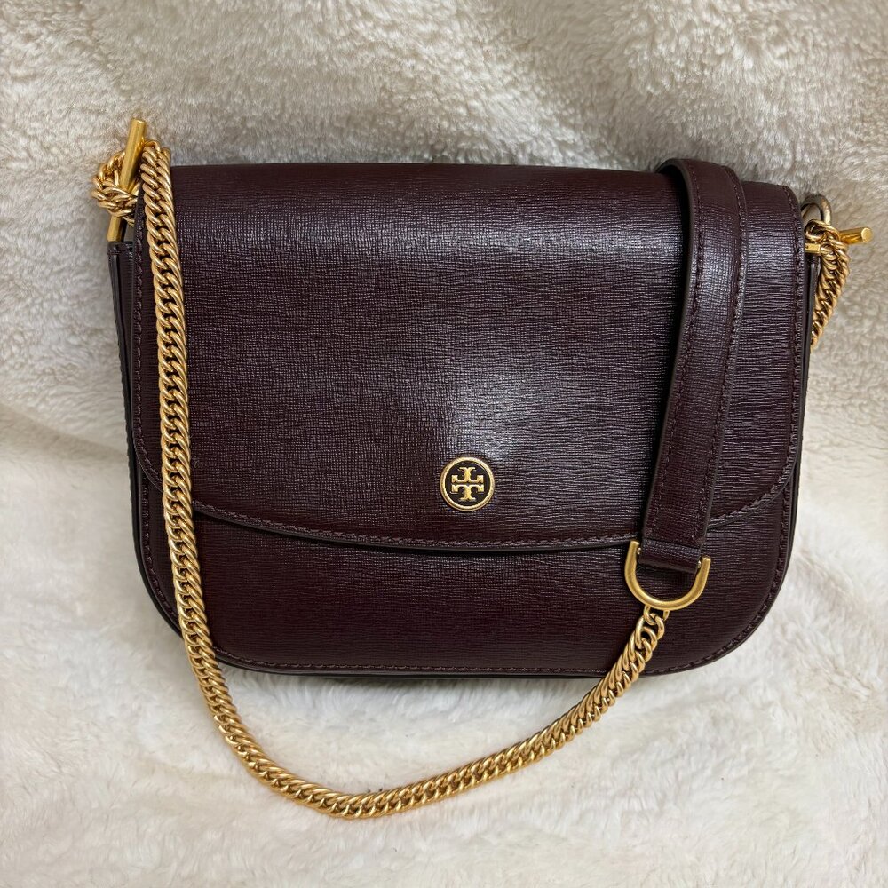 Gorgeous Tory Burch Robinson Convertible Bag Deep Wine Color